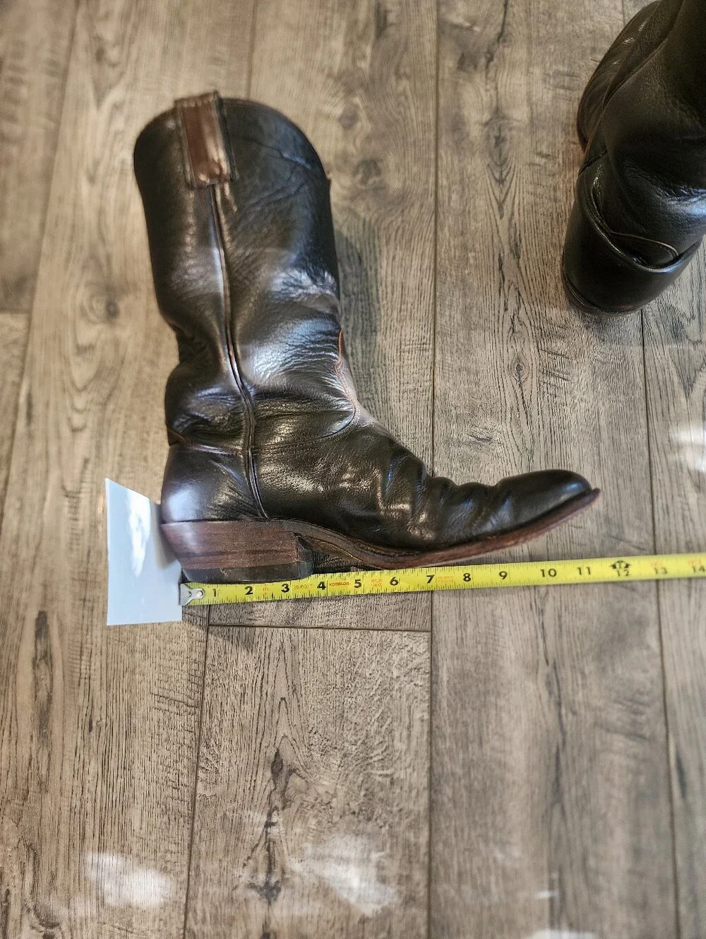 Vintage Nocona Mens Western Cowboy Boots Dark Brown Size 8 1/2 D Pull-On Tab